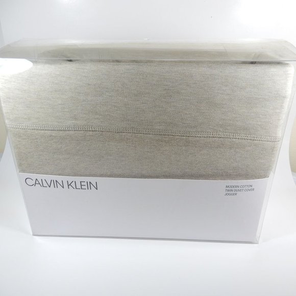 CALVIN KLEIN Modern Cotton Twin DUVET COVER Jogger Beige Cotton Modal NEW $129 - Picture 2 of 5